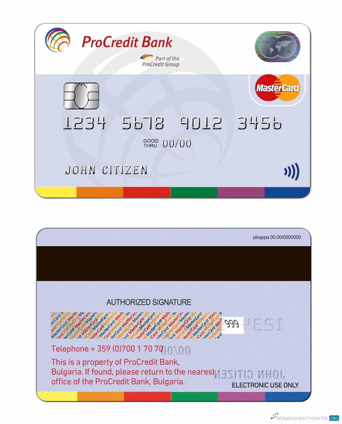 Download Bulgaria ProCredit bank mastercard Photoshop template